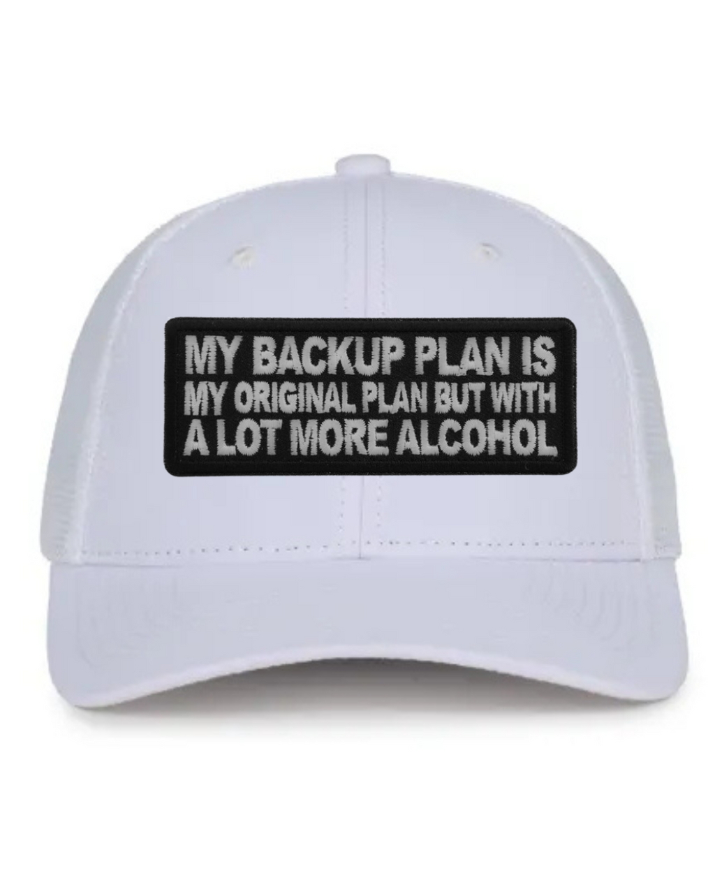 BACK UP PLAN black hat structured, mesh back, snap closure