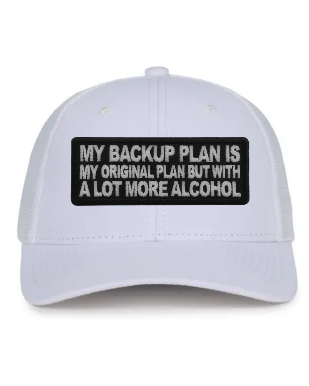 BACK UP PLAN black hat structured, mesh back, snap closure