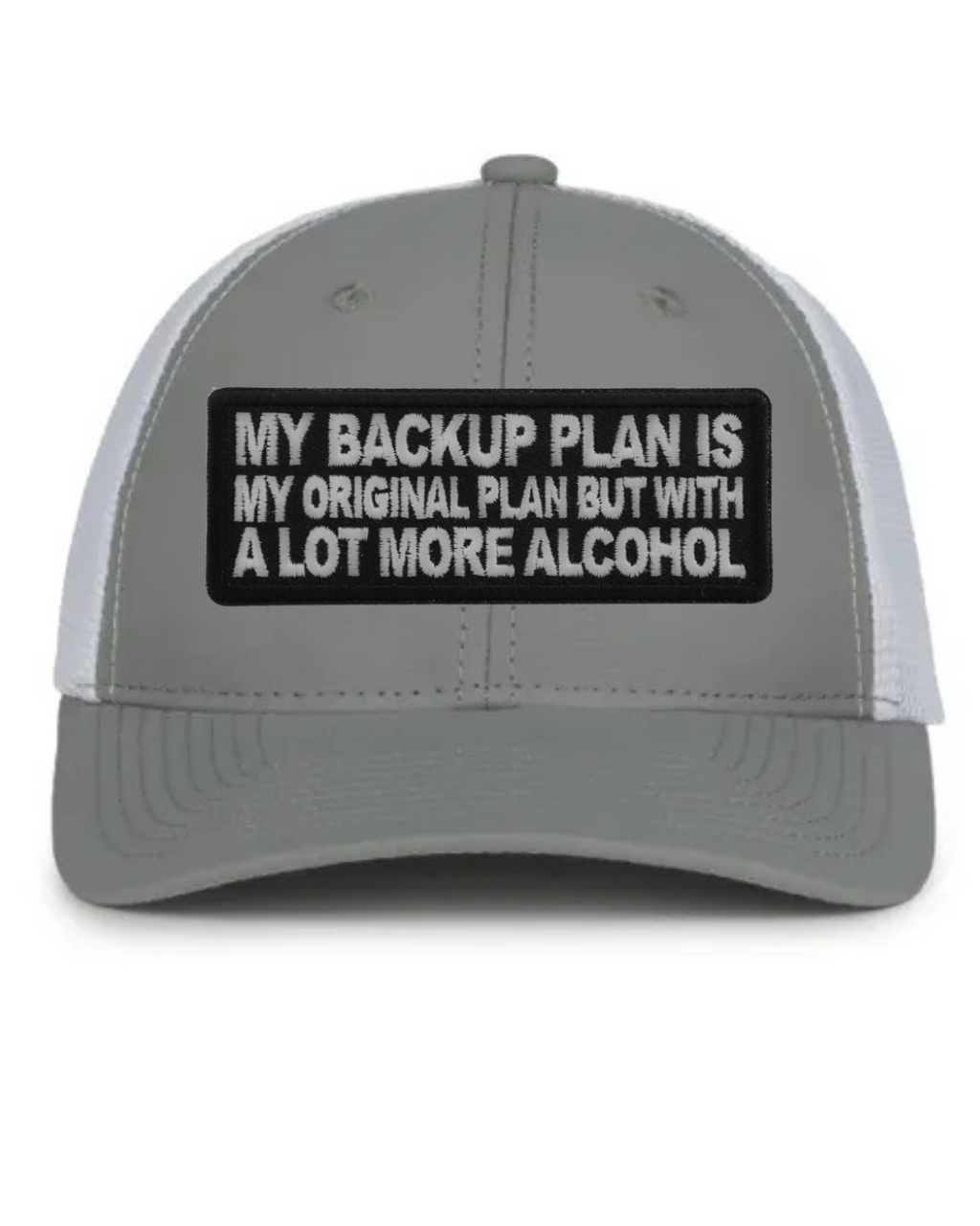 BACK UP PLAN black hat structured, mesh back, snap closure