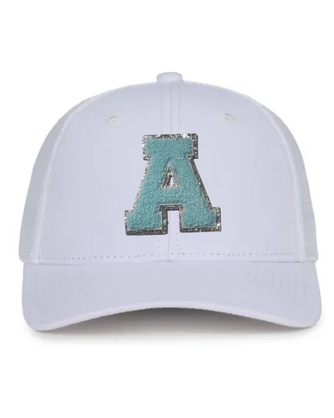 Teal Chenille "A" mesh back hat