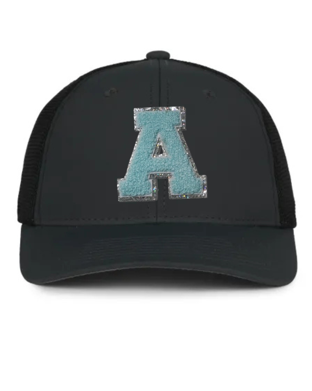 Teal Chenille "A" mesh back hat