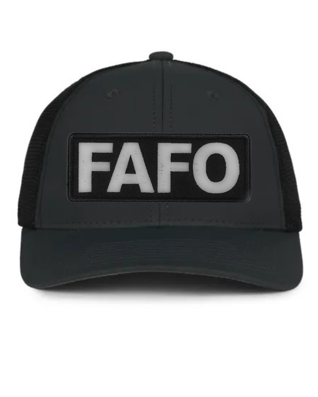 FAFO black hat structured, mesh back, snap closure