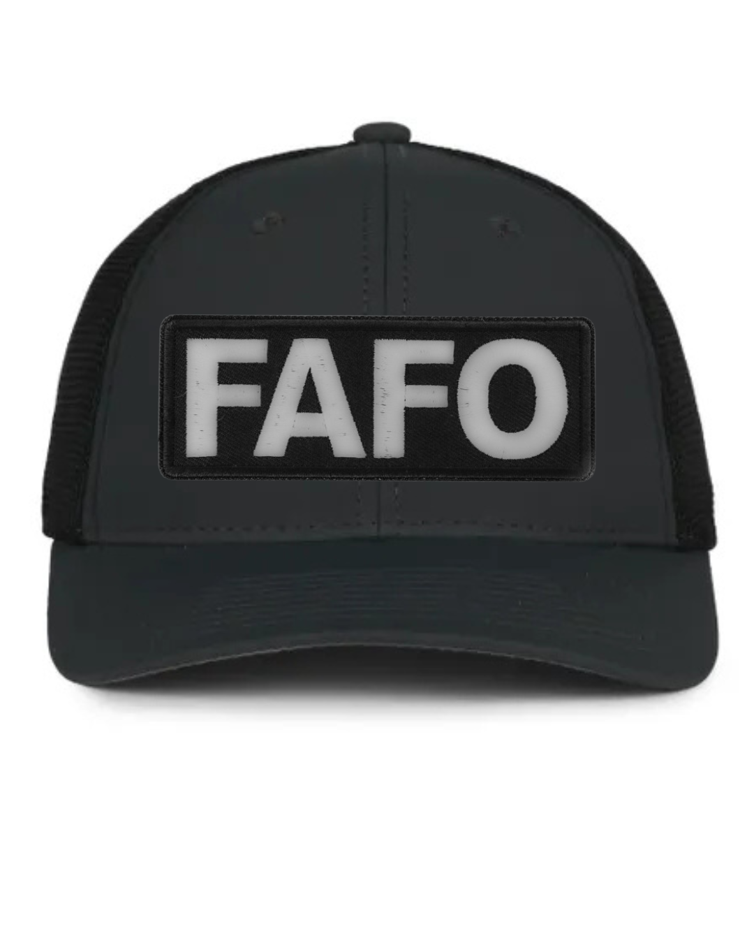 FAFO black hat structured, mesh back, snap closure