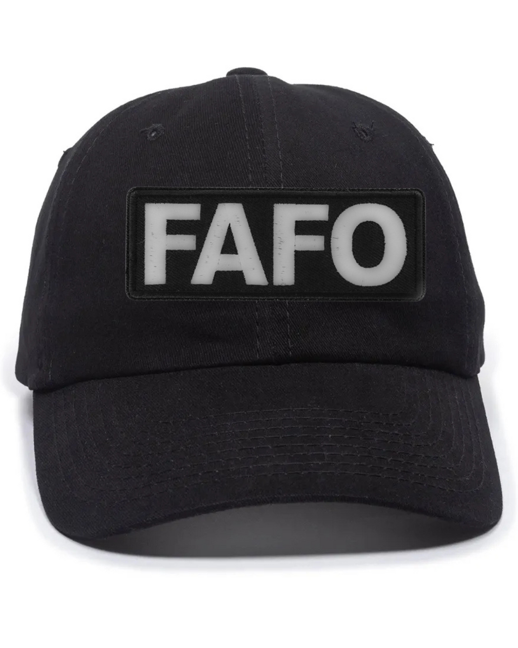 FAFO black hat unstructured, mesh back, hook/loop tape