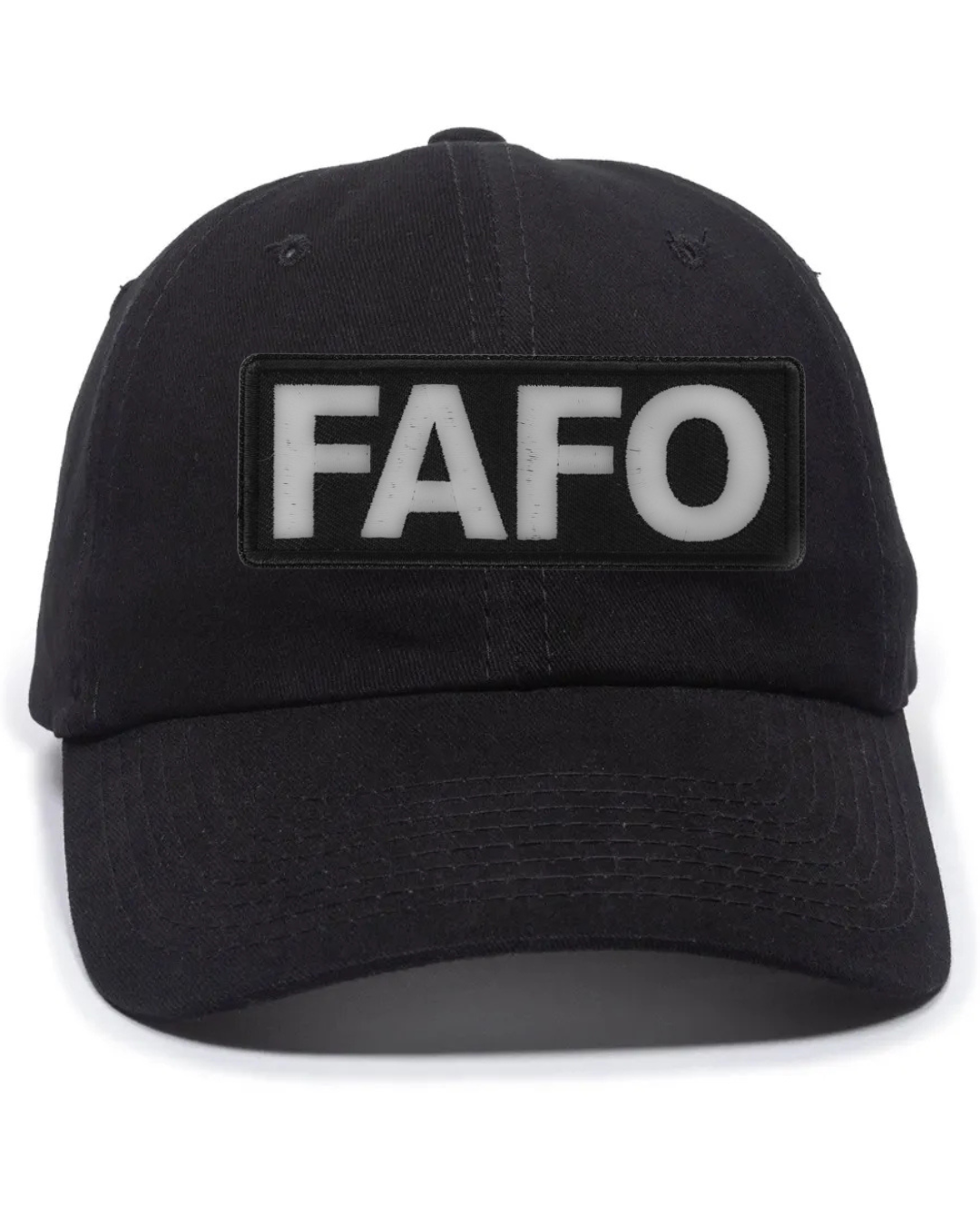 FAFO black hat unstructured, mesh back, hook/loop tape