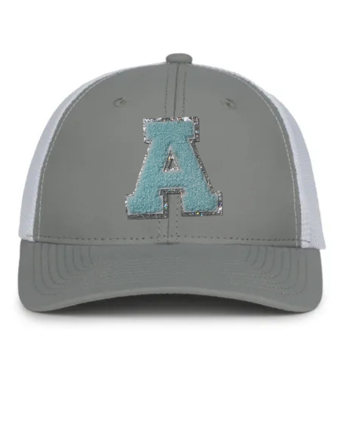 Teal Chenille "A" mesh back hat